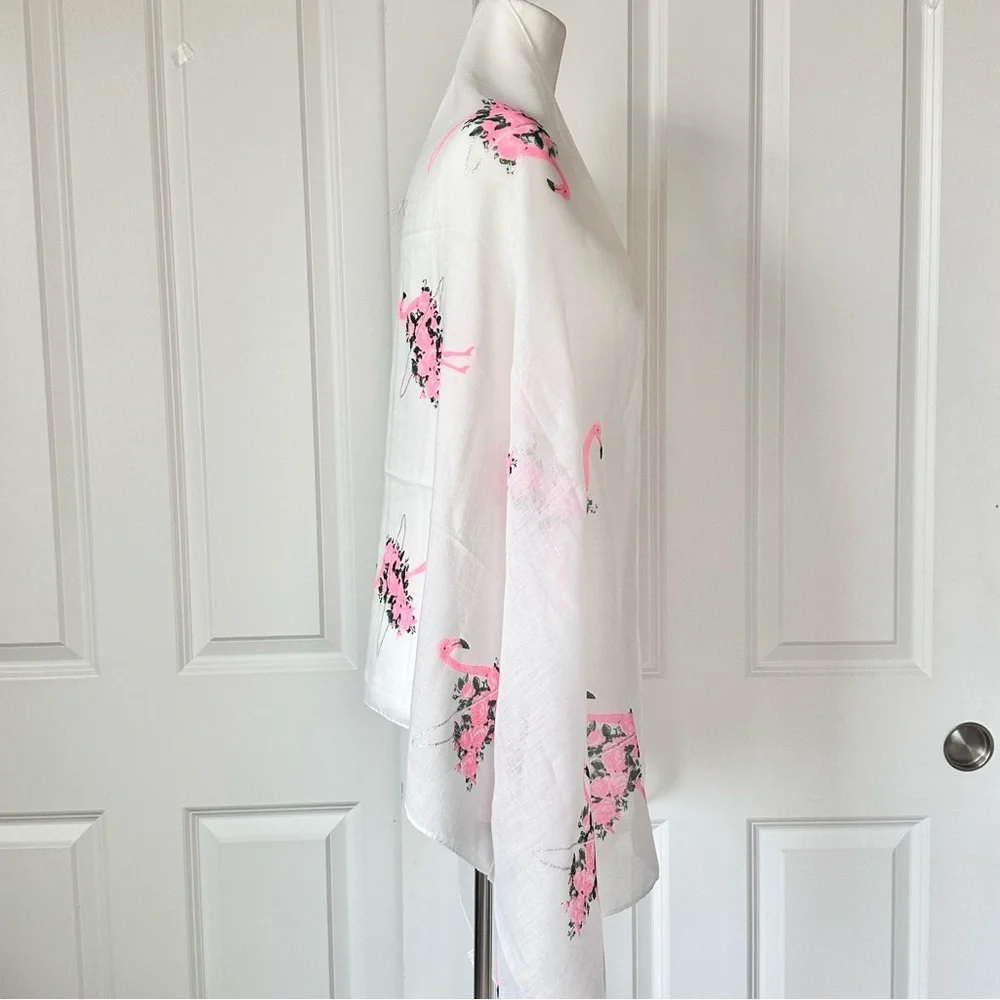 VTG Flamingo Sheer Sparkle Scarf Headcover Coverup Multi Use Feminine Pink White